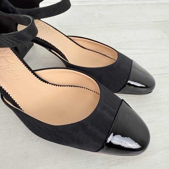 J.Crew Millie Ankle Strap Heels Size 8 Black Moiré Italian Leather Holiday Dance - Picture 9 of 16